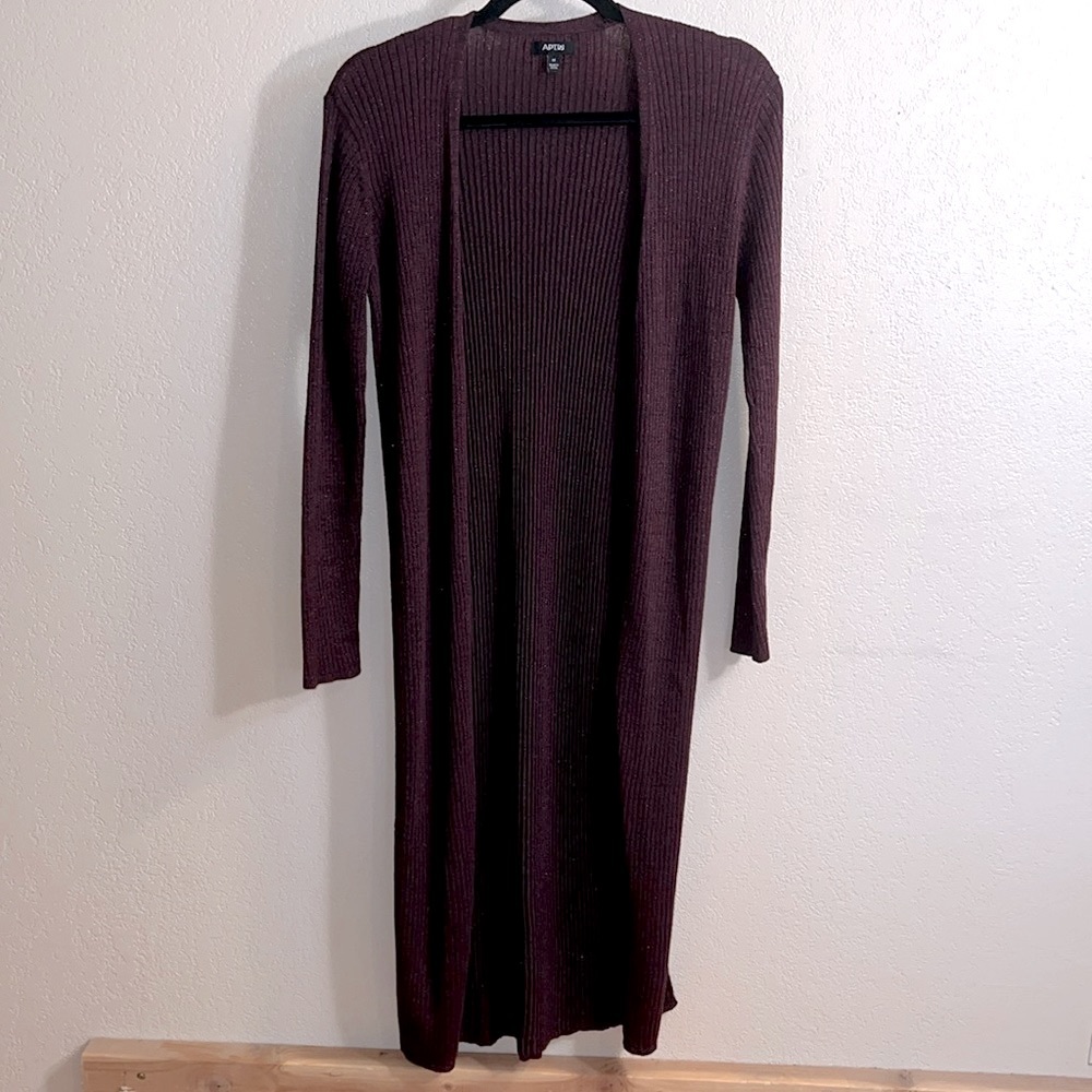 💥 $5 with any bundle! 💥 Apt. 9 duster open cardigan burgundy SPARKLES 😍size M